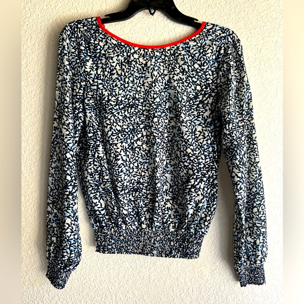 MK Michael Kors Peasant Blouse Long Sleeve Elastic Waist - Women’s Size XXS
